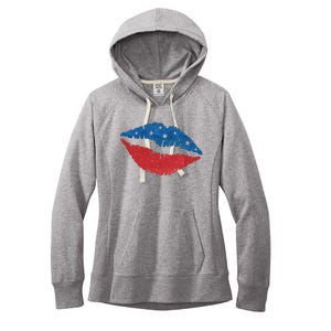 4th Of July Lips Celebration Women's Fleece Hoodie