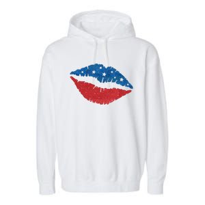 4th Of July Lips Celebration Garment-Dyed Fleece Hoodie