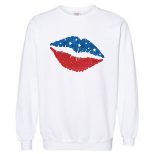 4th Of July Lips Celebration Garment-Dyed Sweatshirt