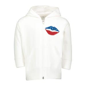 4th Of July Lips Celebration Toddler Zip Fleece Hoodie