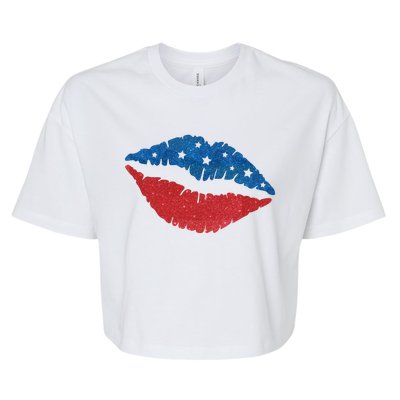 4th Of July Lips Celebration Bella+Canvas Jersey Crop Tee