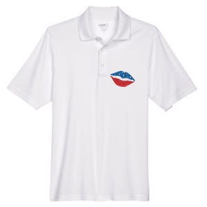 4th Of July Lips Celebration Men's Origin Performance Pique Polo