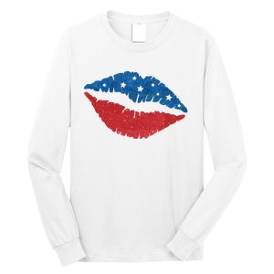 4th Of July Lips Celebration Long Sleeve Shirt