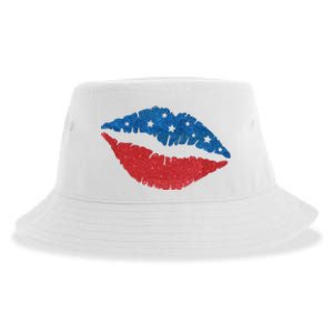 4th Of July Lips Celebration Sustainable Bucket Hat