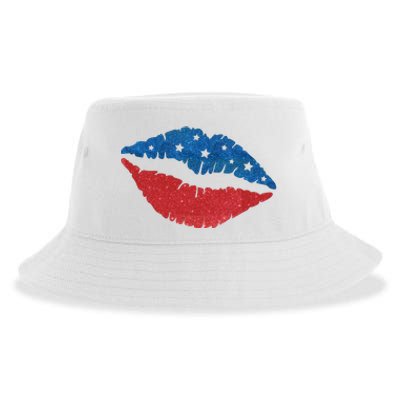 4th Of July Lips Celebration Sustainable Bucket Hat