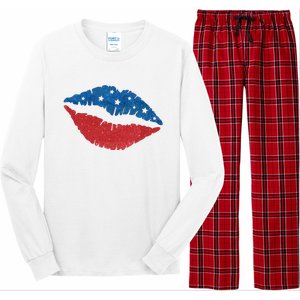 4th Of July Lips Celebration Long Sleeve Pajama Set