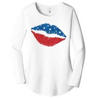 4th Of July Lips Celebration Women's Perfect Tri Tunic Long Sleeve Shirt