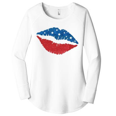 4th Of July Lips Celebration Women's Perfect Tri Tunic Long Sleeve Shirt