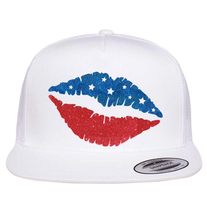 4th Of July Lips Celebration Flat Bill Trucker Hat