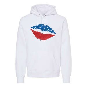 4th Of July Lips Celebration Premium Hoodie