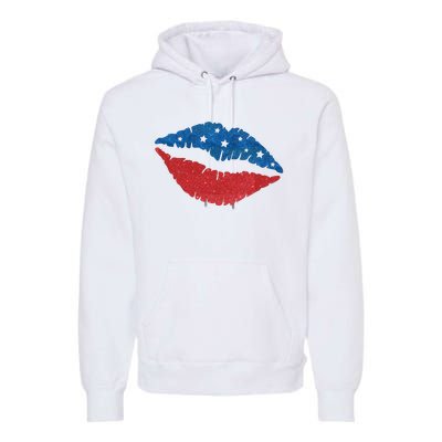 4th Of July Lips Celebration Premium Hoodie