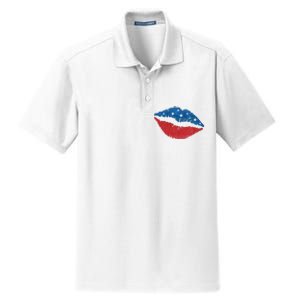 4th Of July Lips Celebration Dry Zone Grid Polo