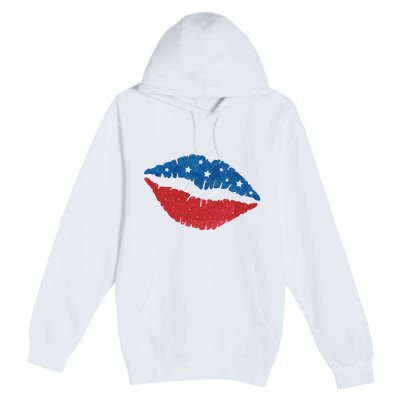 4th Of July Lips Celebration Premium Pullover Hoodie