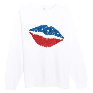 4th Of July Lips Celebration Premium Crewneck Sweatshirt