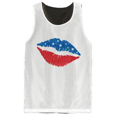 4th Of July Lips Celebration Mesh Reversible Basketball Jersey Tank