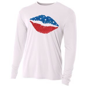 4th Of July Lips Celebration Cooling Performance Long Sleeve Crew