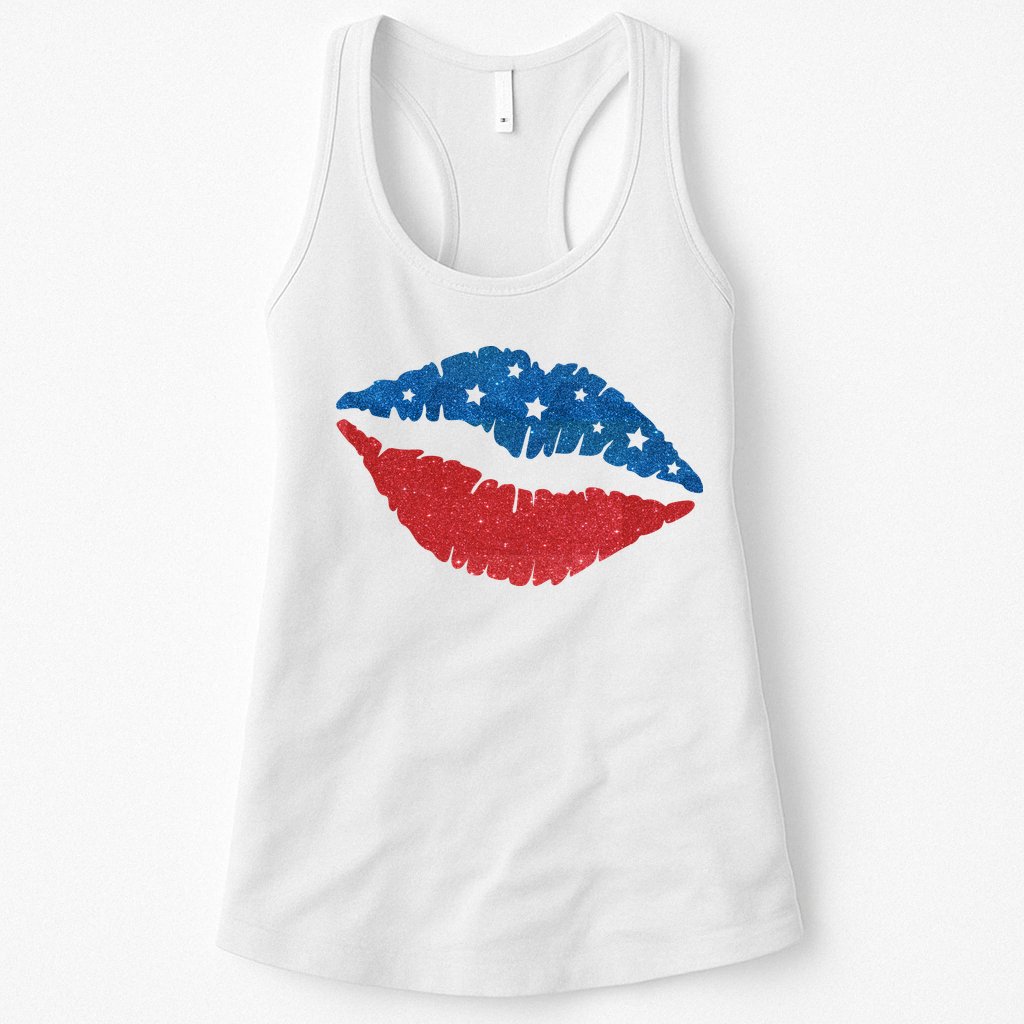 4th Of July Lips Celebration Womens Tank Top