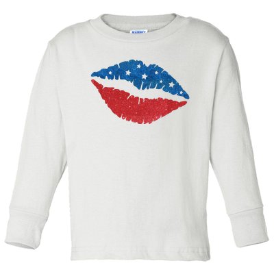 4th Of July Lips Celebration Toddler Long Sleeve Shirt