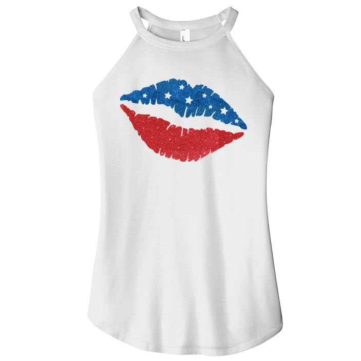 4th Of July Lips Celebration Women's Perfect Tri Rocker Tank