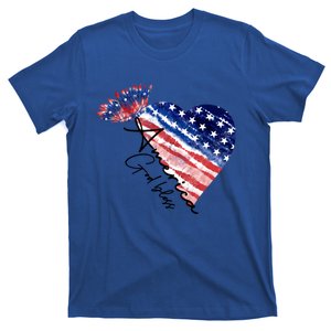 4th Of July Usa Flag America God Bless Heart Sunflower Great Gift T-Shirt