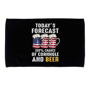 4th Of July Forecast 100 Chance Of Cornhole And Beer Idea Microfiber Hand Towel