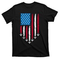 4th Of July Fourth 4 Patriotic Usa Flag Fighter Jets T-Shirt