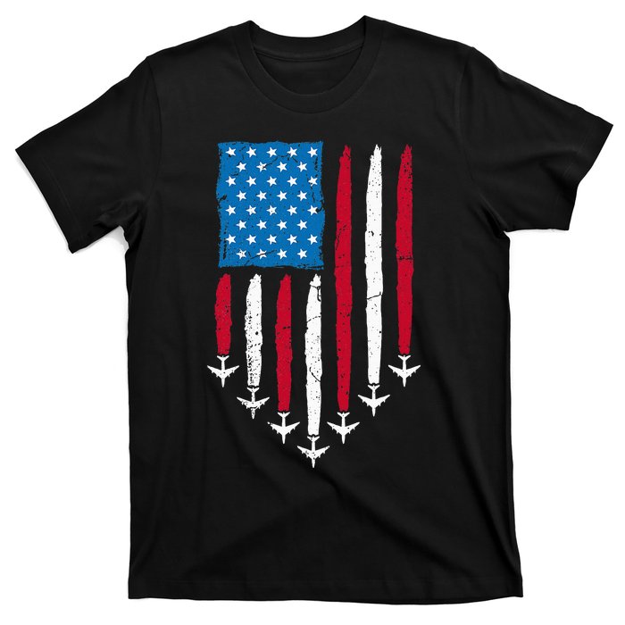 4th Of July Fourth 4 Patriotic Usa Flag Fighter Jets T-Shirt