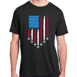 4th Of July Fourth 4 Patriotic Usa Flag Fighter Jets Adult ChromaSoft Performance T-Shirt