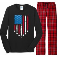 4th Of July Fourth 4 Patriotic Usa Flag Fighter Jets Long Sleeve Pajama Set