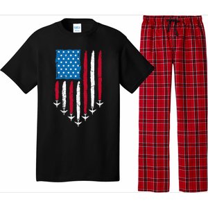 4th Of July Fourth 4 Patriotic Usa Flag Fighter Jets Pajama Set