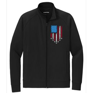 4th Of July Fourth 4 Patriotic Usa Flag Fighter Jets Stretch Full-Zip Cadet Jacket