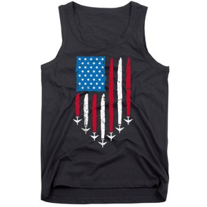 4th Of July Fourth 4 Patriotic Usa Flag Fighter Jets Tank Top