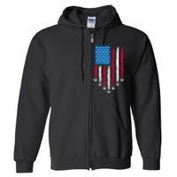 4th Of July Fourth 4 Patriotic Usa Flag Fighter Jets Full Zip Hoodie