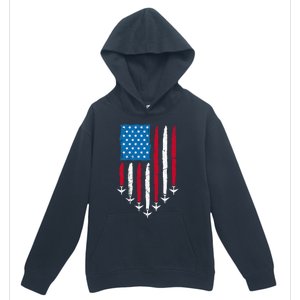 4th Of July Fourth 4 Patriotic Usa Flag Fighter Jets Urban Pullover Hoodie