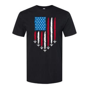 4th Of July Fourth 4 Patriotic Usa Flag Fighter Jets Softstyle CVC T-Shirt