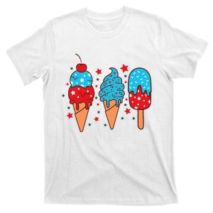 4th Of July Ice Pops Red White Blue American Flag Patriotic T-Shirt