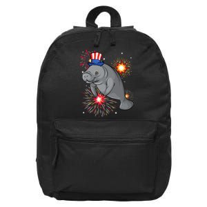 4th of July Manatee Marine Biologist Patriotic Fireworks 16 in Basic Backpack