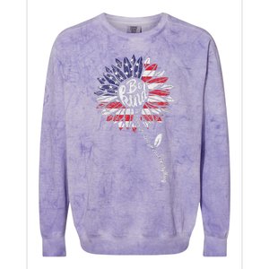 4th Of July Be Kind Sunflower Red White And Blue Colorblast Crewneck Sweatshirt