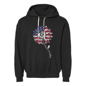 4th Of July Be Kind Sunflower Red White And Blue Garment-Dyed Fleece Hoodie