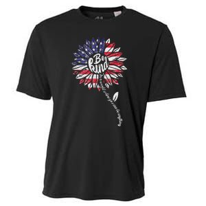 4th Of July Be Kind Sunflower Red White And Blue Cooling Performance Crew T-Shirt