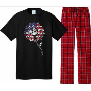 4th Of July Be Kind Sunflower Red White And Blue Pajama Set