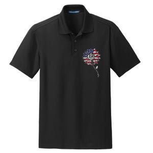 4th Of July Be Kind Sunflower Red White And Blue Dry Zone Grid Polo