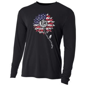 4th Of July Be Kind Sunflower Red White And Blue Cooling Performance Long Sleeve Crew