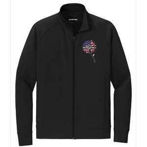 4th Of July Be Kind Sunflower Red White And Blue Stretch Full-Zip Cadet Jacket