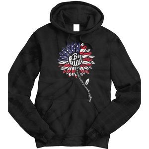 4th Of July Be Kind Sunflower Red White And Blue Tie Dye Hoodie