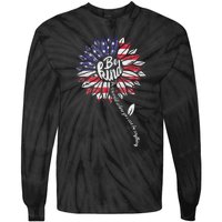 4th Of July Be Kind Sunflower Red White And Blue Tie-Dye Long Sleeve Shirt