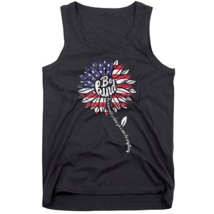 4th Of July Be Kind Sunflower Red White And Blue Tank Top