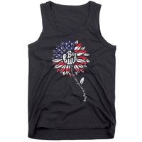 4th Of July Be Kind Sunflower Red White And Blue Tank Top