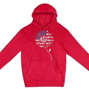 4th Of July Be Kind Sunflower Red White And Blue Premium Pullover Hoodie