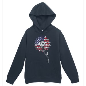 4th Of July Be Kind Sunflower Red White And Blue Urban Pullover Hoodie